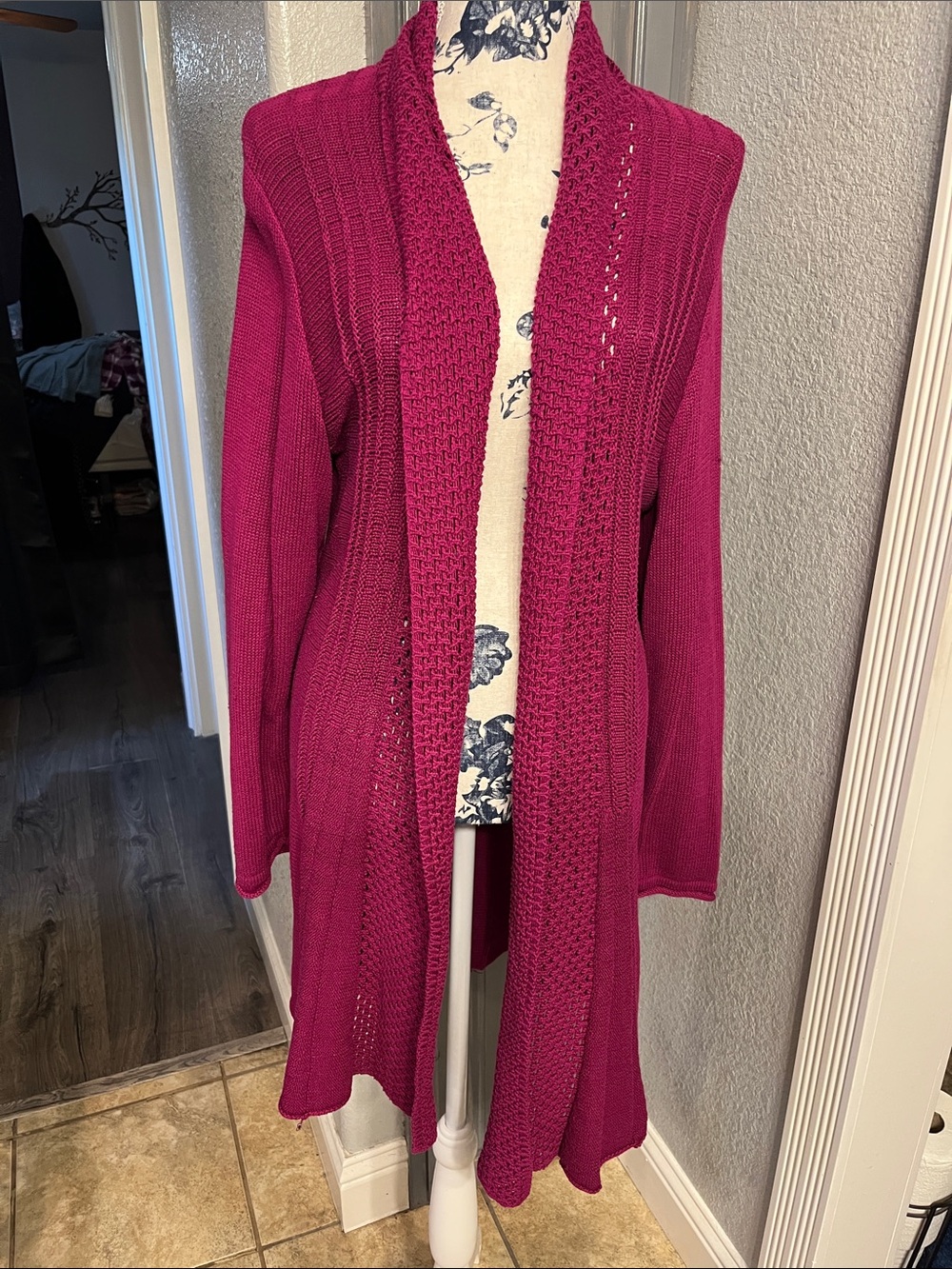 Elementz Women's Fuchsia Open Front Knit Cardigan